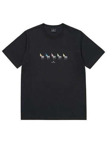 Zebra Line Up Logo Print Cotton Short Sleeve T-Shirt Black - PAUL SMITH - BALAAN 1