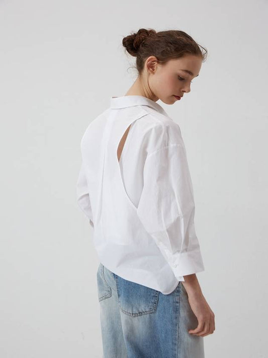 Back cutout wavy ham shirt WHITE - REAL ME ANOTHER ME - BALAAN 2