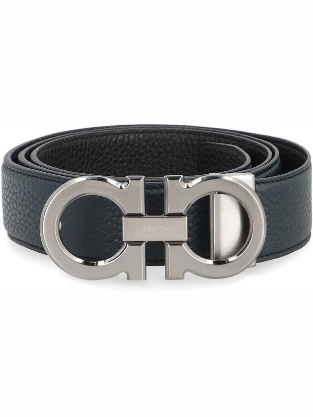 Reversible Gancini Leather Belt Black - SALVATORE FERRAGAMO - BALAAN 3