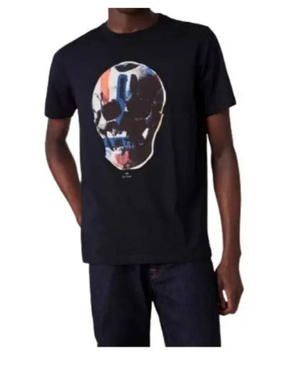 Skull Printing Short Sleeve T-Shirt Navy - PAUL SMITH - BALAAN 2