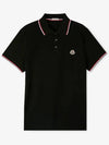 Logo Patch Short Sleeve Polo Black - MONCLER - BALAAN 3