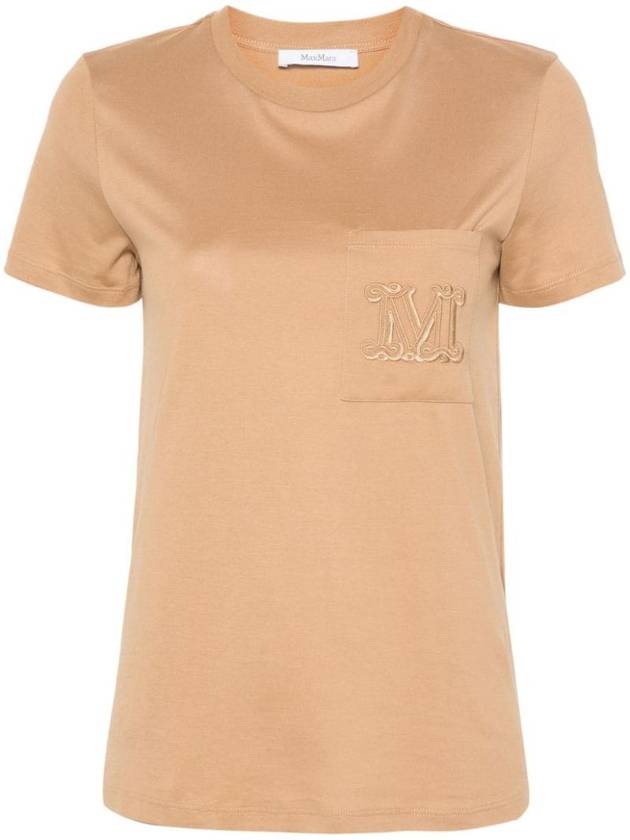 Papaia Cotton Short Sleeve T Shirt Camel - MAX MARA - BALAAN 1