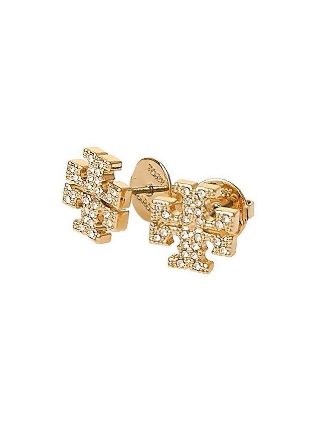 Crystal Logo Stud Earrings Gold - TORY BURCH - BALAAN 9