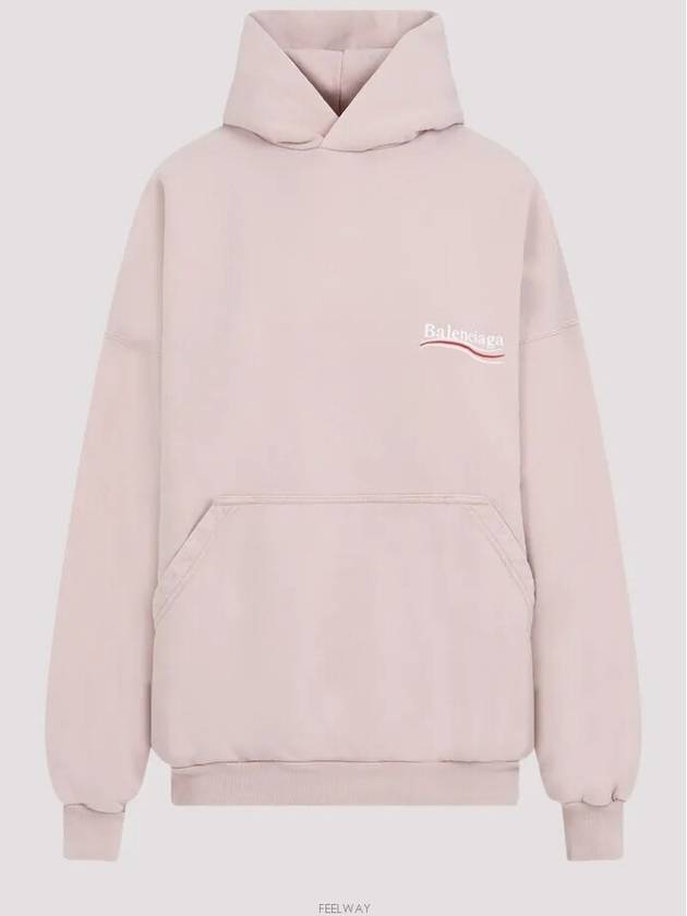 Embroidered Logo Cotton Hoodie Light Pink - BALENCIAGA - BALAAN 3