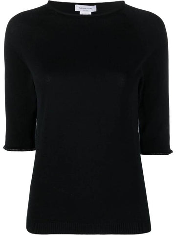 Women's Cotton Short Sleeve T-Shirt Black - FABIANA FILIPPI - BALAAN 1