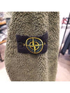 Men's Wappen Patch Shearling Hooded Jacket Khaki - STONE ISLAND - BALAAN 4