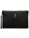 Gold Monogram Matelasse Clutch Bag Black - SAINT LAURENT - BALAAN 1