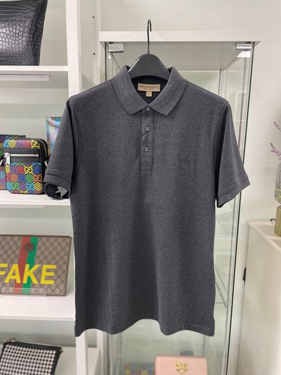 Wheeler Embroidered Logo Cotton Polo Shirt Charcoal - BURBERRY - BALAAN 2