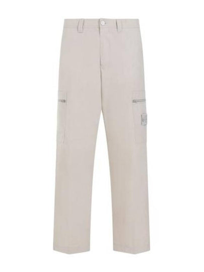 Regular Fit Cargo Cotton Canvas Straight Pants Beige - STONE ISLAND - BALAAN 2