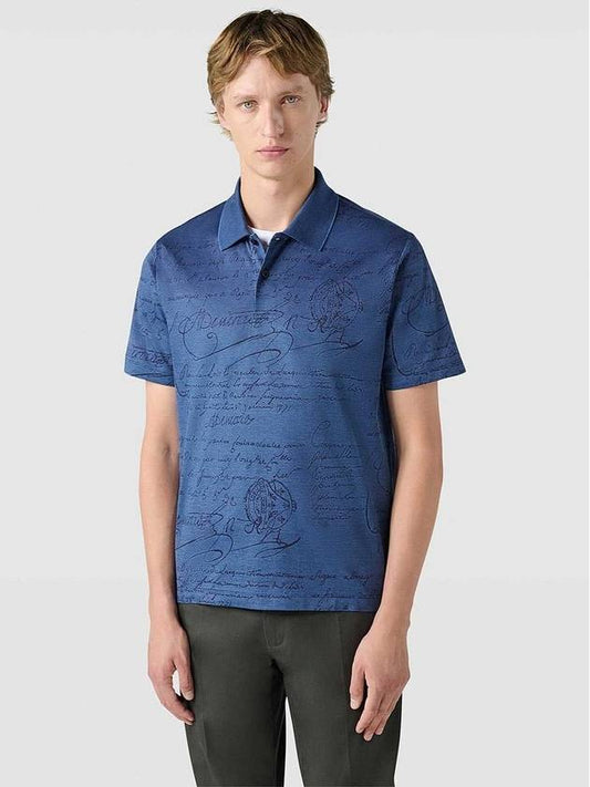 Scritto Pique Polo Bleu De SMALT - BERLUTI - BALAAN 2