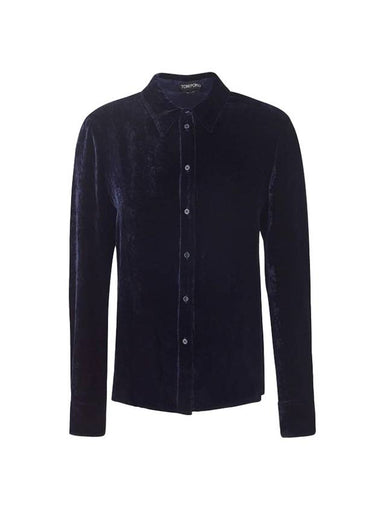 Women's Velvet Shirt Navy - TOM FORD - BALAAN 1