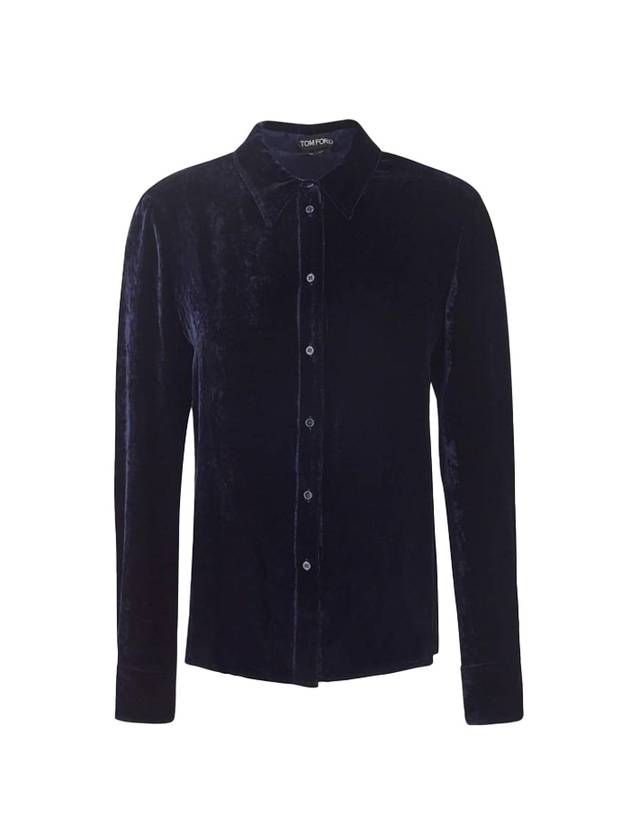 Women's Velvet Shirt Navy - TOM FORD - BALAAN 1