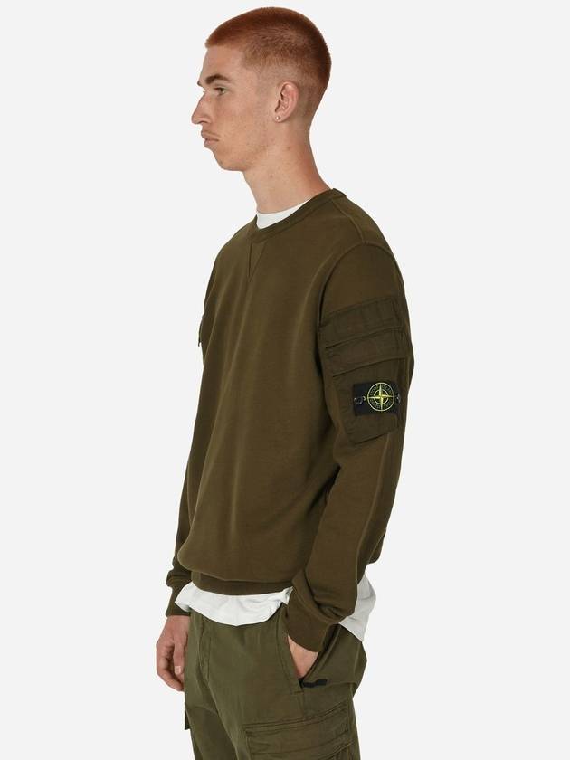 Men's Wappen Patch Cargo Pocket Sweatshirt Olive - STONE ISLAND - BALAAN 3