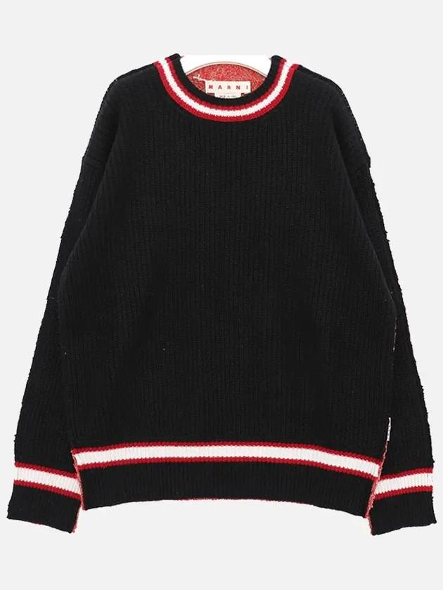 Wool Blend Bicolor Knit Top Black - MARNI - BALAAN 4