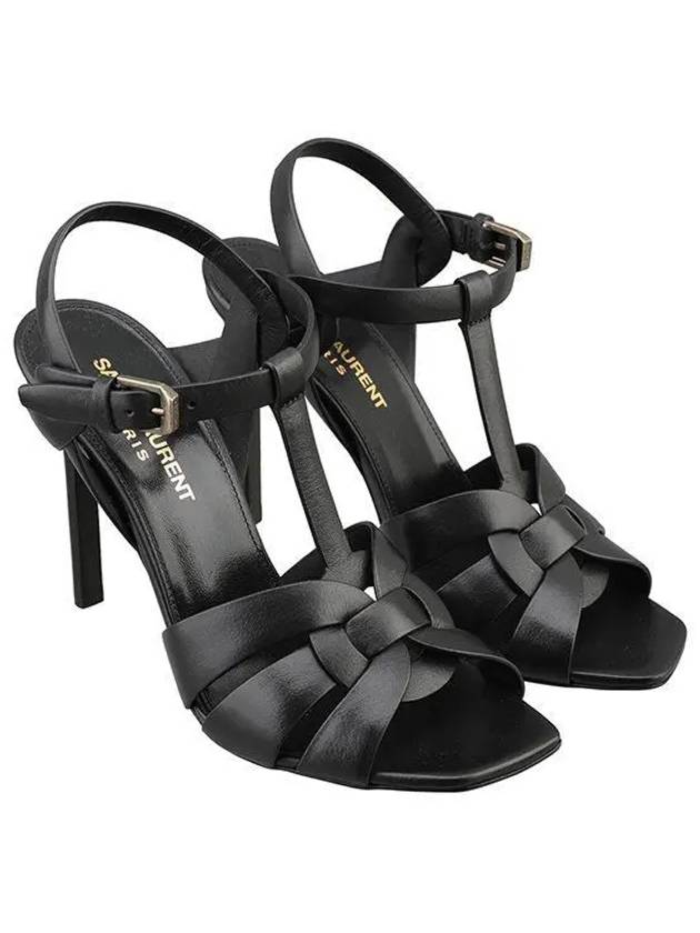 Tribute Leather Sandal Heels Black - SAINT LAURENT - BALAAN 2