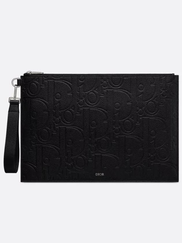 A4 Gravity Leather Grain Calfskin Pouch Bag Black - DIOR - BALAAN 2