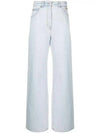 High Rise Denim Cotton Wide Jeans Blue - MSGM - BALAAN 2