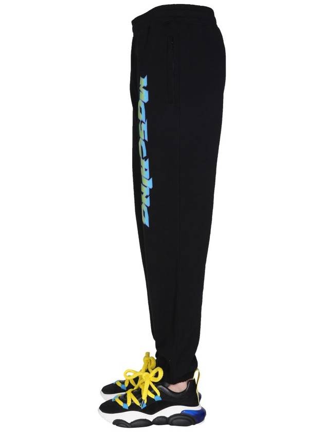 Men's Surf Logo Graphic Print Jogger Track Pants Black - MOSCHINO - BALAAN 4