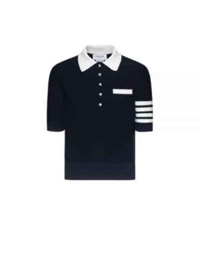 Cotton 4-Bar Relaxed Fit Hector Polo Shirt Navy - THOM BROWNE - BALAAN 2