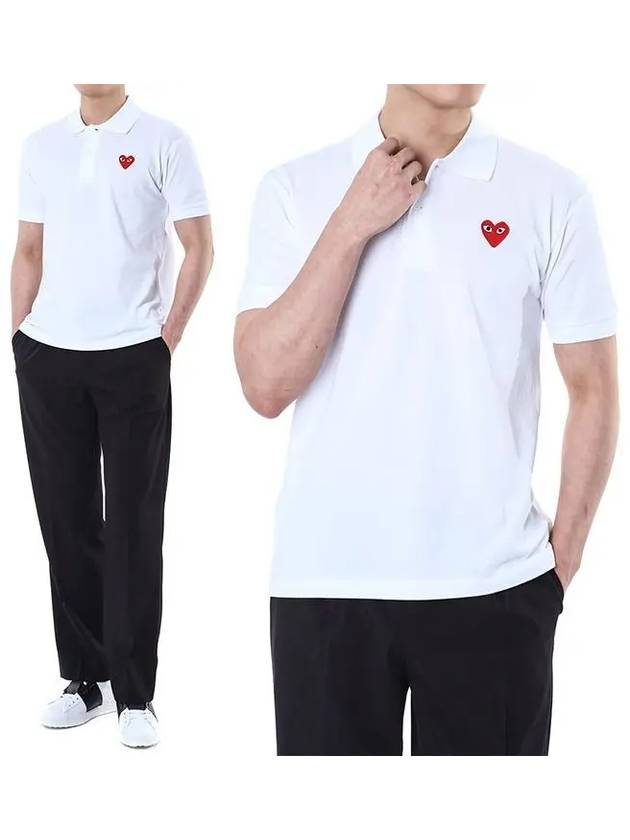 Red Heart Wappen Polo Shirt P1 T006 5 White - COMME DES GARCONS - BALAAN 2