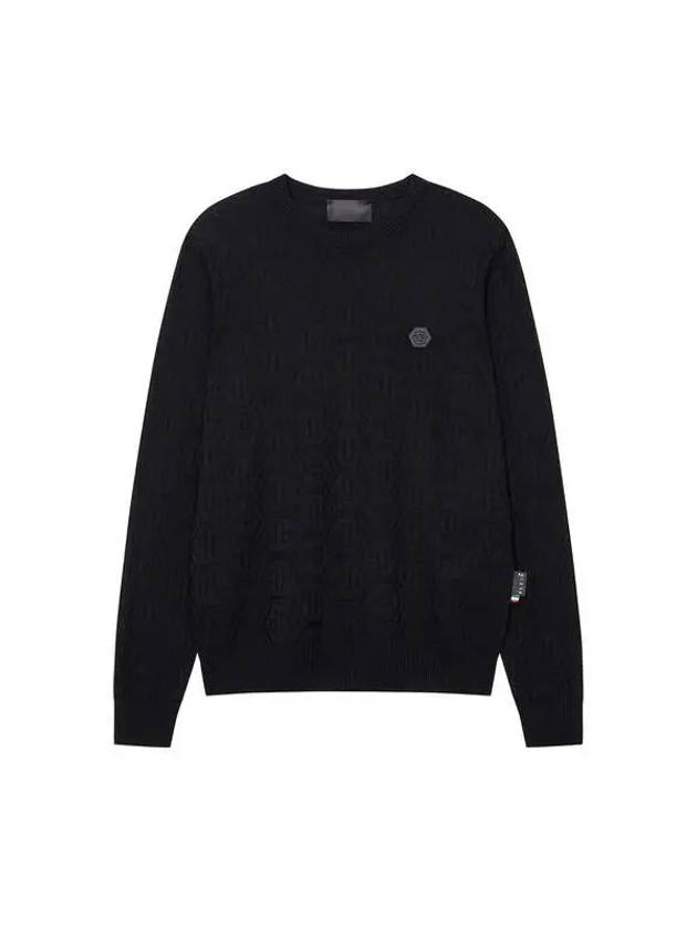 Men's Hexagon Monogram Silk Wool Sweater Black 271192 - PHILIPP PLEIN - BALAAN 1