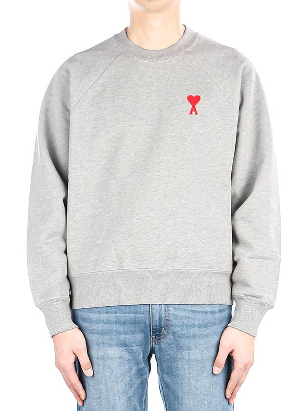 Cotton Heart Logo Sweatshirt Grey - AMI - BALAAN 2