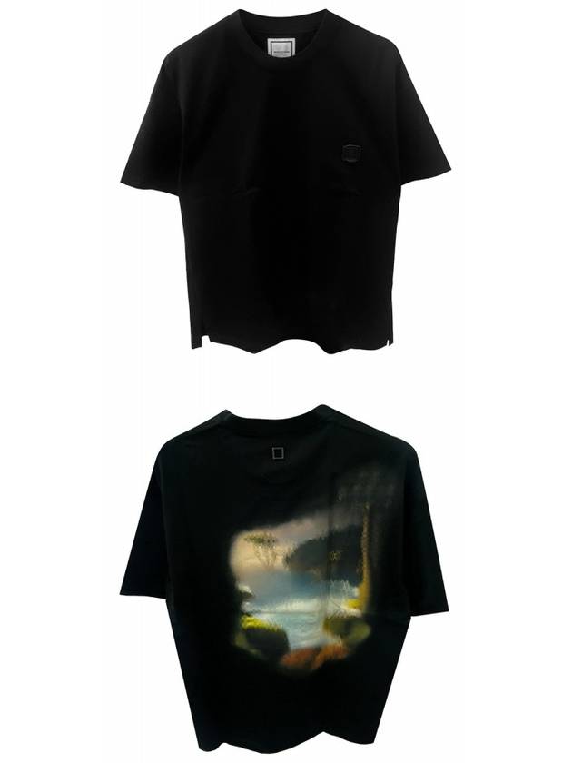 W241TS03708B Rubber Logo Landscape Round Short Sleeve TShirt Black Men's TShirt TTA - WOOYOUNGMI - BALAAN 4