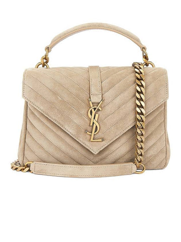 Medium College Chain Cross Bag Matt Gold - SAINT LAURENT - BALAAN 1