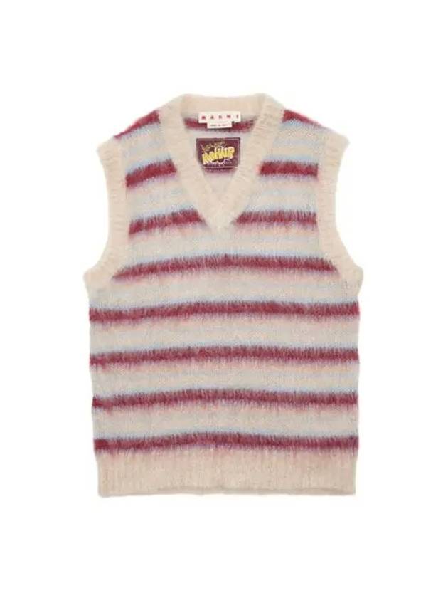 Stripe Mohair V-Neck Knit Vest Beige Red - MARNI - BALAAN 2