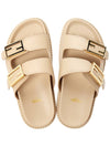 Women's FF Leather Fill Flat Sandals Slippers Beige - FENDI - BALAAN 3