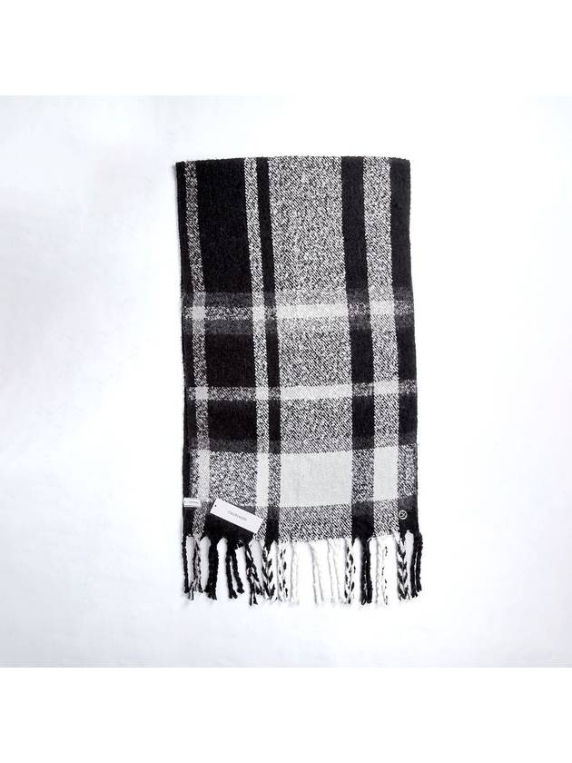 Check Woven Muffler Black Grey - CALVIN KLEIN - BALAAN 4