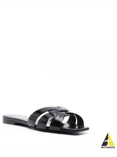 Tribute Leather Slippers Black - SAINT LAURENT - BALAAN 2