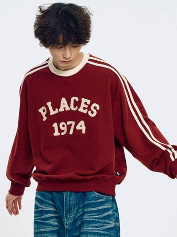 Place Vintage Track Embroidery Sweatshirt _ Burgundy - MOO - BALAAN 1