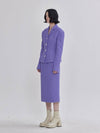 Rye Tweed Bonding Wide Shoulder X-Line Silhouette Jacket Purple - LIE - BALAAN 3