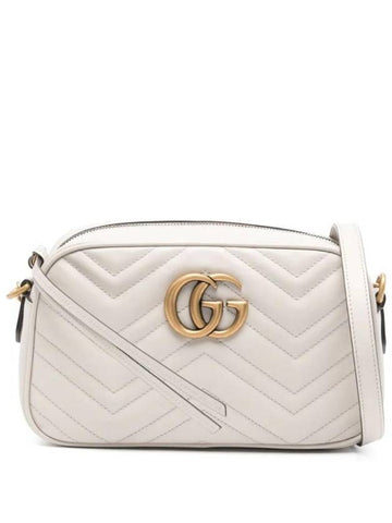 GG Marmont Small Leather Cross Bag Light Grey - GUCCI - BALAAN 1