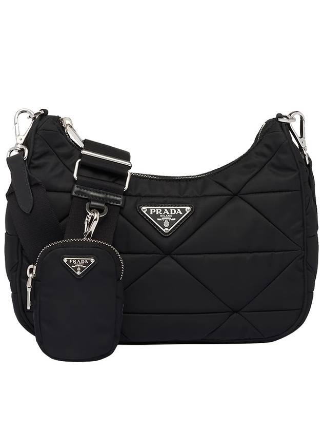 Triangle Logo Re-nylon Paddde Hobo Cross Bag Black - PRADA - BALAAN 1