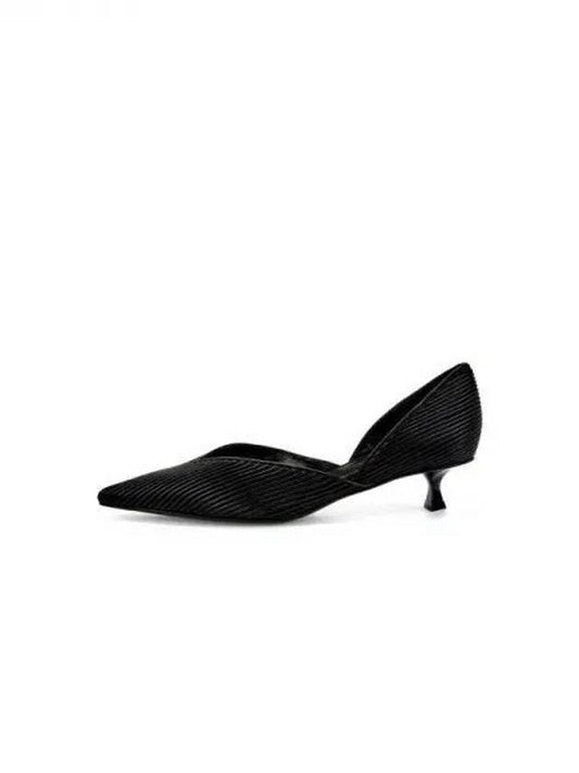 Women s Ribbed Leather Kitten Heel Pumps Black 271711 - GIORGIO ARMANI - BALAAN 1