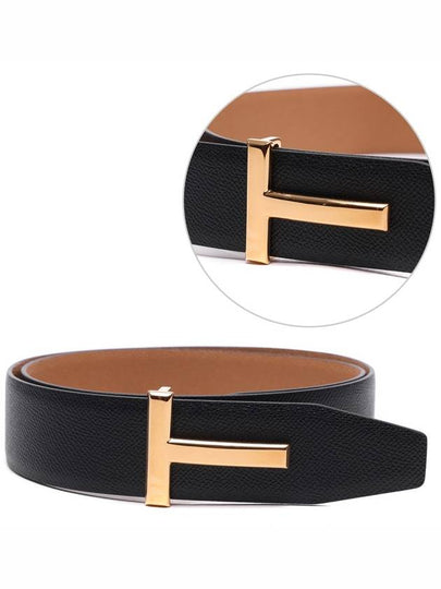 T Buckle Reversible Leather Belt Black - TOM FORD - BALAAN 2