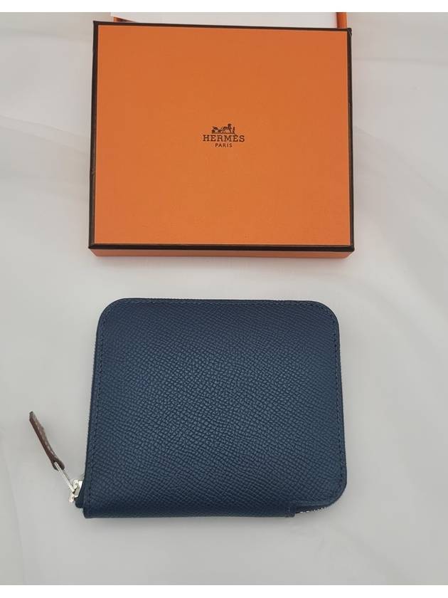 Silk half wallet bleu de pruce monte John Milton W engraved H085877CKAA - HERMES - BALAAN 10