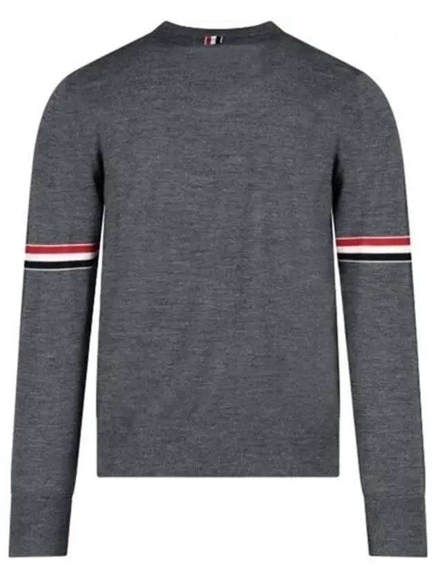 Merino Striped Crew Neck Knit Top Grey - THOM BROWNE - BALAAN 3