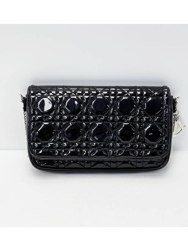 Black enamel chain cross bag 4VDIB42874 - DIOR - BALAAN 1