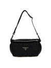 Triangle Logo Plaque Puffer Cross Bag Black - PRADA - BALAAN 1