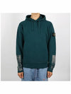 Tape For Print Brushed Cotton Fleece Hoodie Petrol Green - STONE ISLAND - BALAAN 3