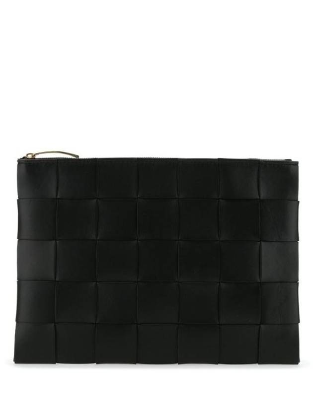 Cassette Intrecciato Medium Clutch Bag Black - BOTTEGA VENETA - BALAAN 2