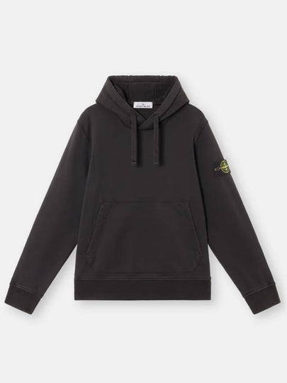 6100045 Organic Cotton Fleece Drawstring Hoodie Black - STONE ISLAND - BALAAN 2