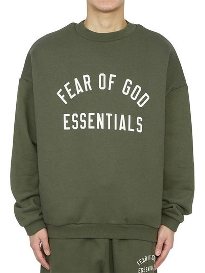 Essentials Fleece Crew Neck Sweatshirt Military - FEAR OF GOD - BALAAN 2