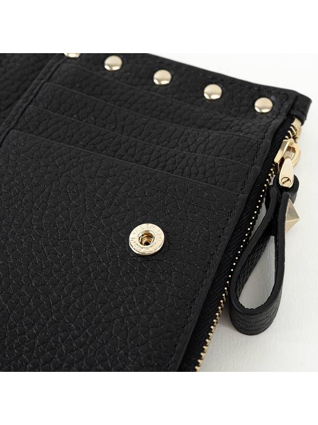 Rockstud Zip Up Card Wallet Black - VALENTINO - BALAAN 6