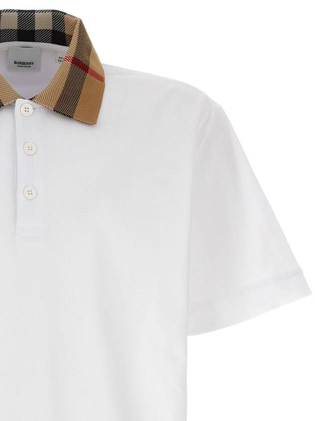 Men's Check Collar Cotton Polo Shirt White - BURBERRY - BALAAN 4