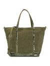 Women's Cabas Small Linen Tote Bag Green - VANESSA BRUNO - BALAAN 1