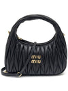 Wander Materasse Nappa Leather Mini Hobo Tote Bag Black - MIU MIU - BALAAN 3